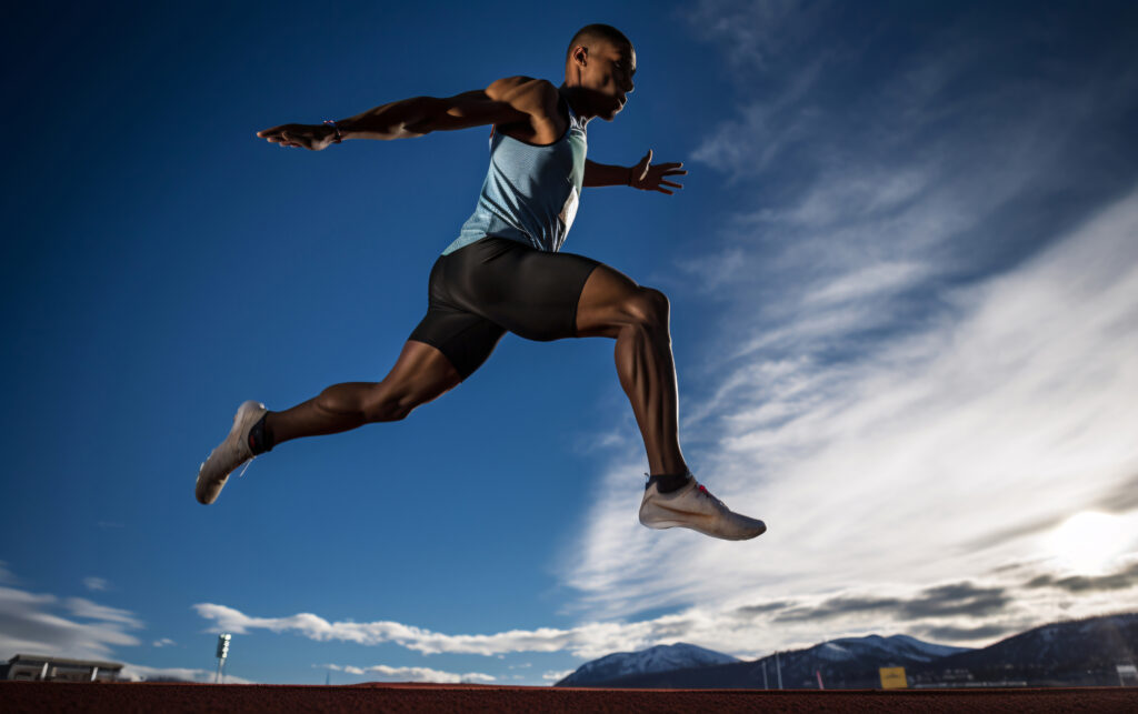 view male long jump athlete